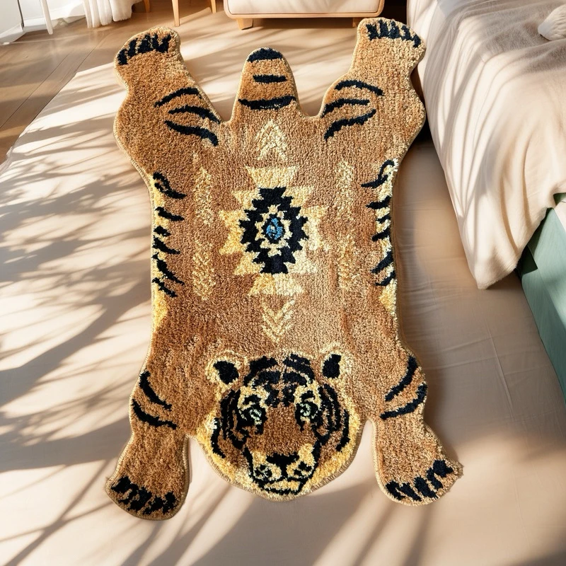 卡通动物卧室地毯家用儿童房毛绒地垫房间床边垫客厅沙发长条垫子