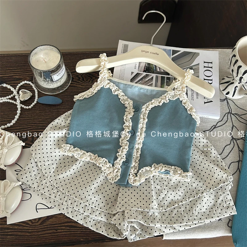 女童夏装套装2025新款洋气韩版女宝宝时髦夏季两件套C364