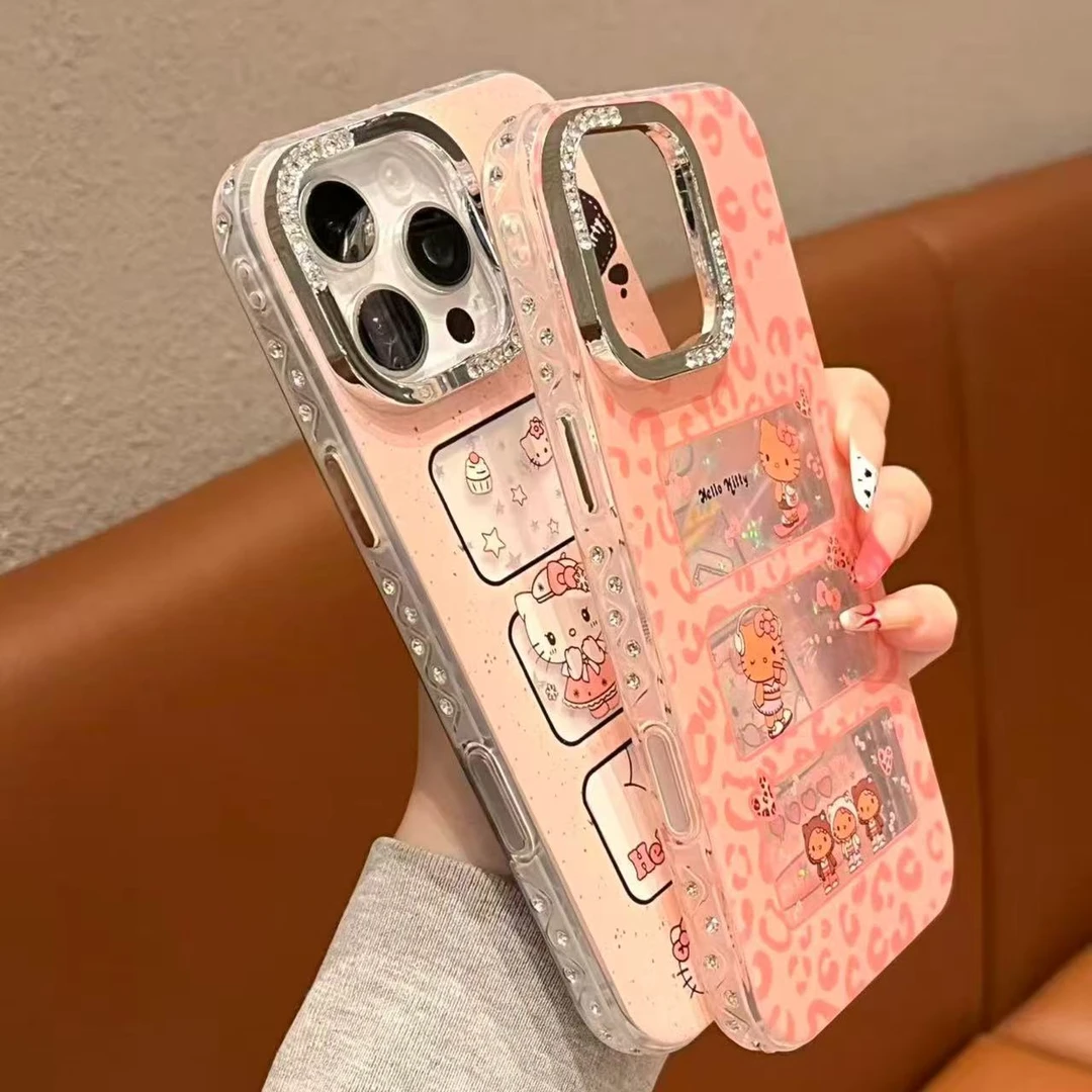 [闪钻边框]豹纹kt合集手机壳适用苹果17promax/16pro/15保护壳