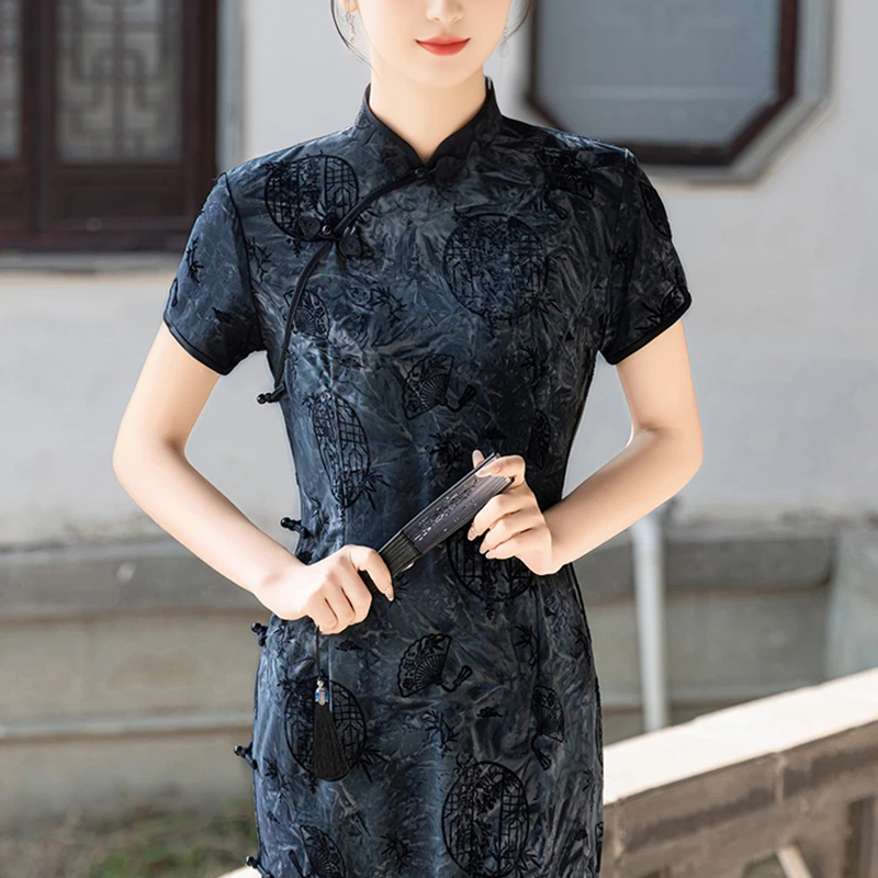 新中式旗袍2025夏季老上海素雅国风复古改良新款礼服日常可穿裙子