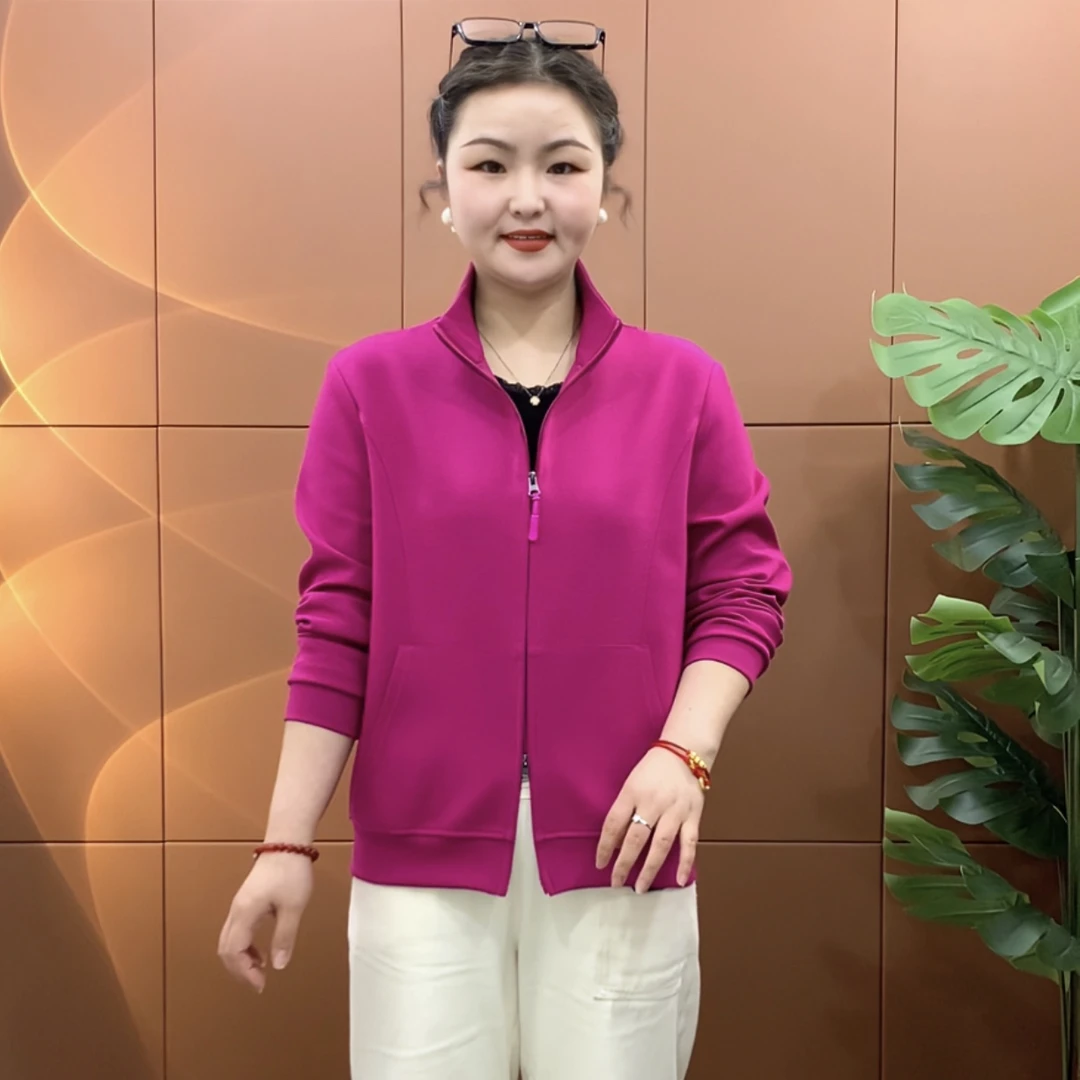 春秋百搭休闲时尚洋气运动大码宽松秋季中年短款女士中老年妈妈装