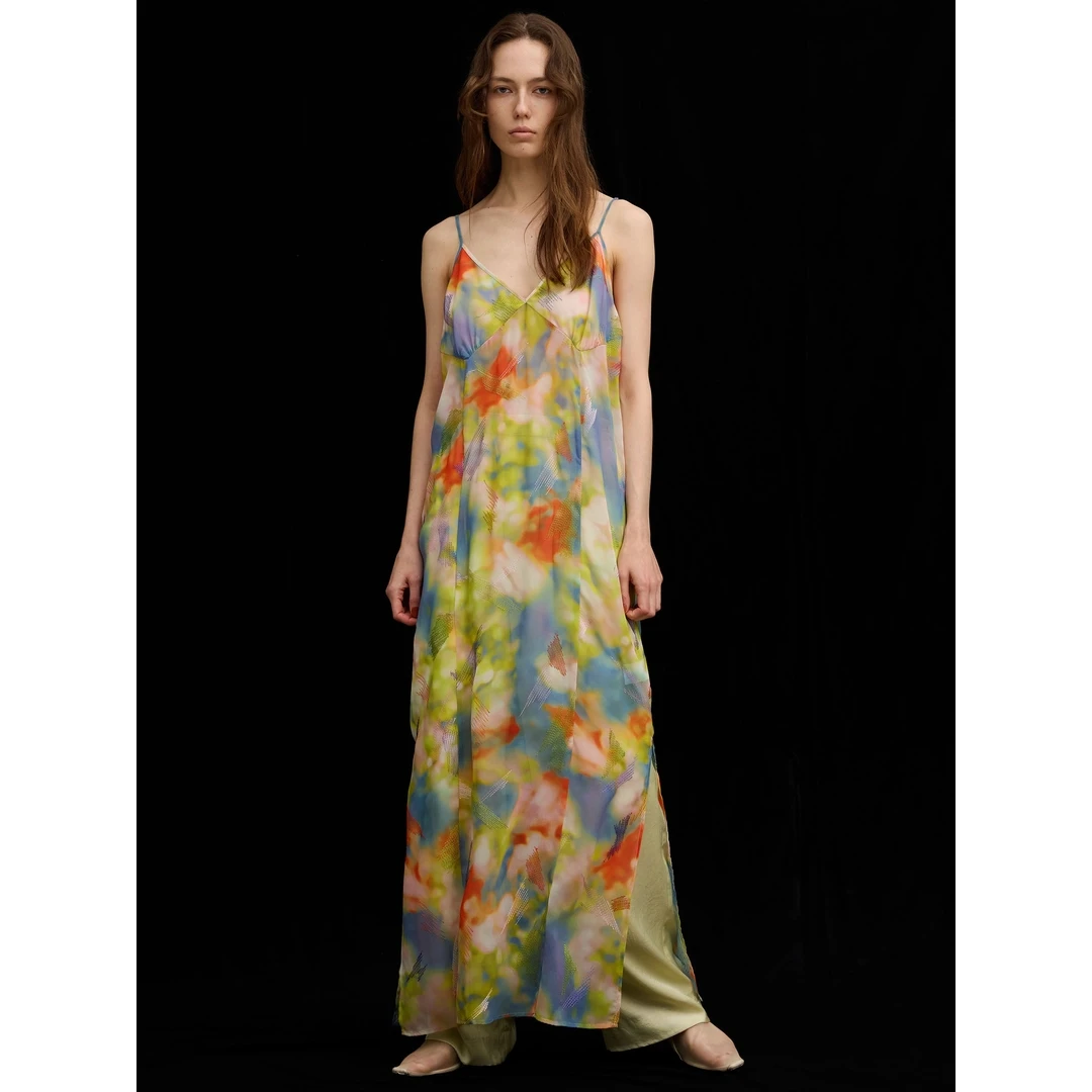 【MonTendre】代 夏季新款 轻盈凉爽小众千金模糊感彩色吊带连衣裙