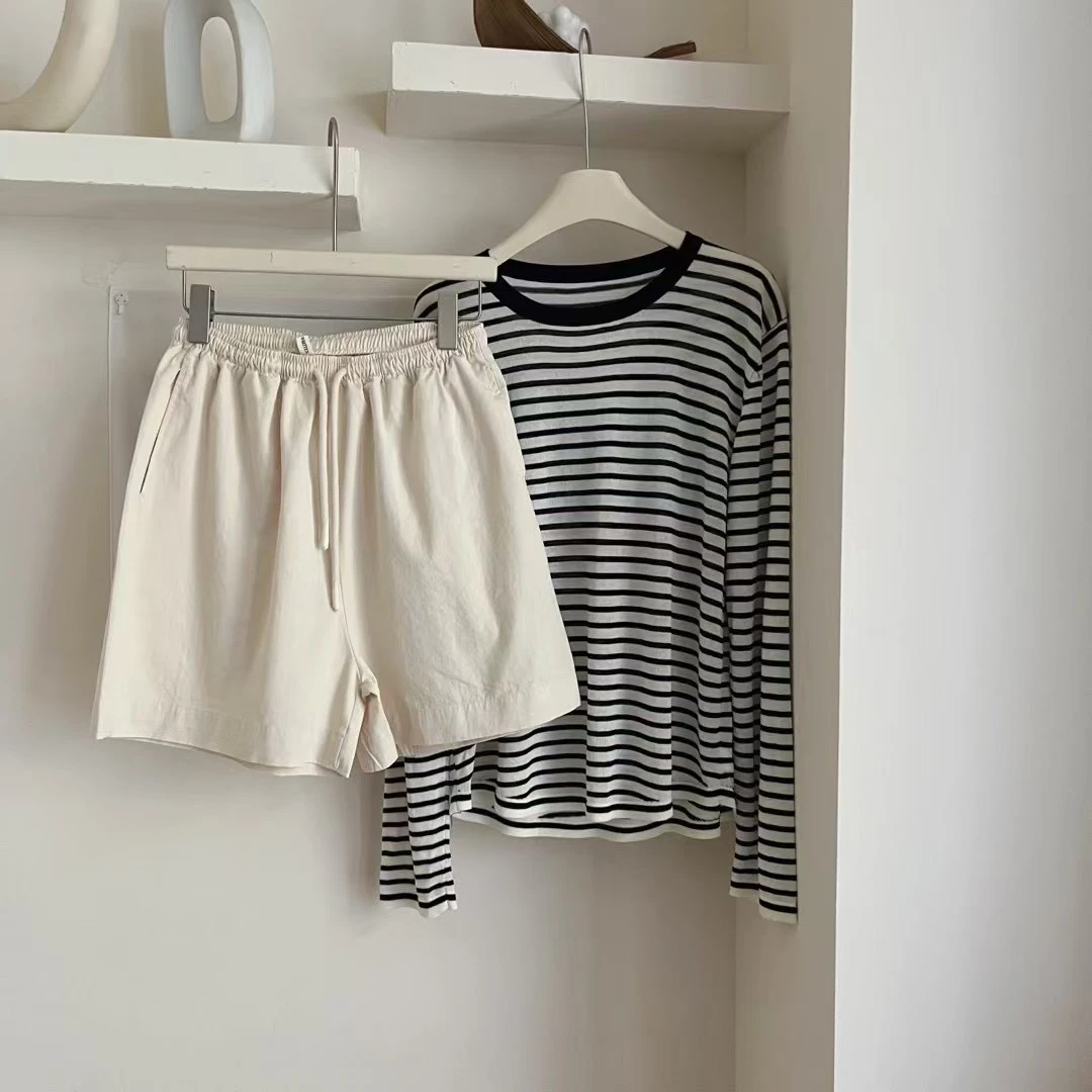 【随意配】韩nothi*writte*百搭洋气米色水洗棉女短裤