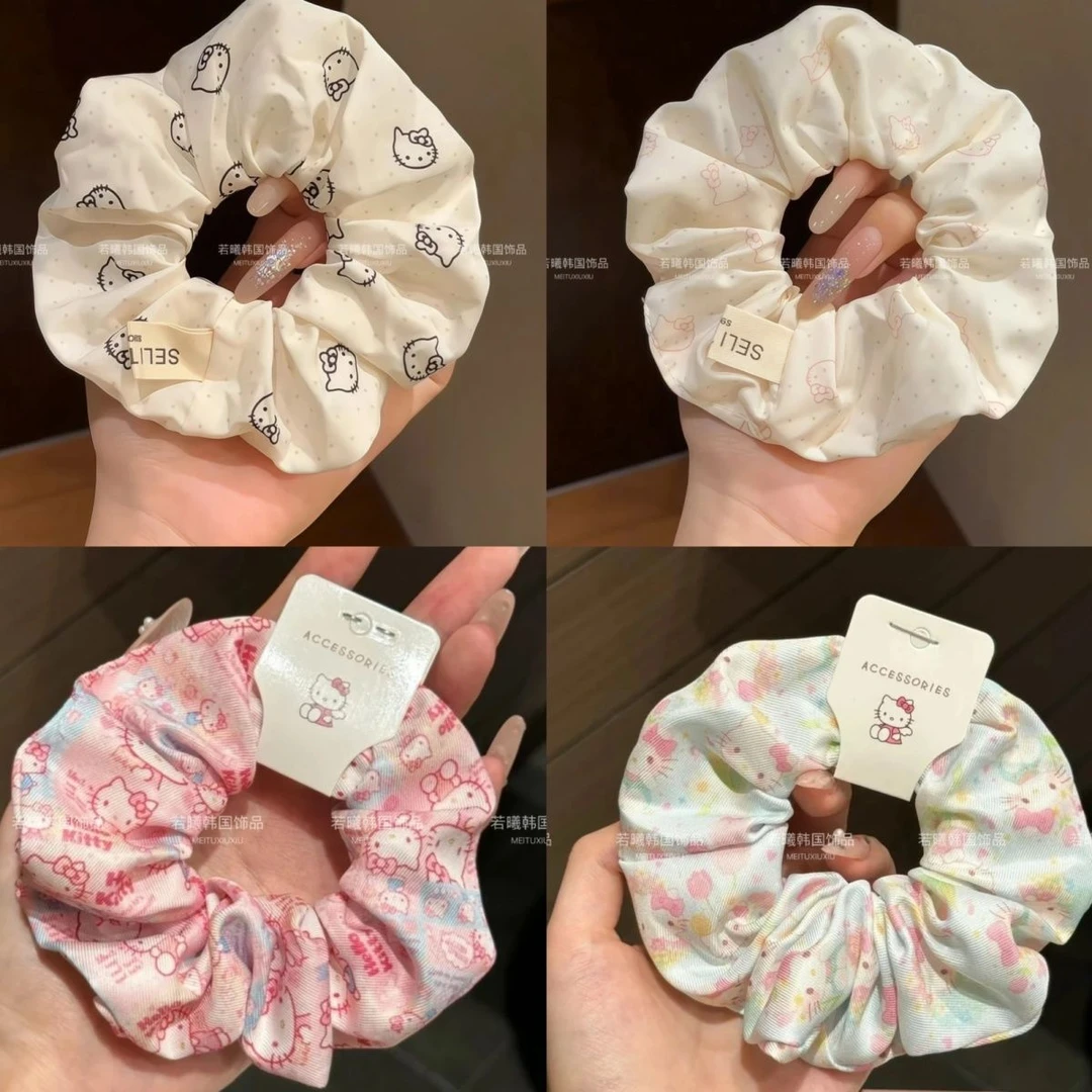 韩系KT猫咪大肠可爱发绳印花发圈马尾甜美少女心头丸子头发头绳