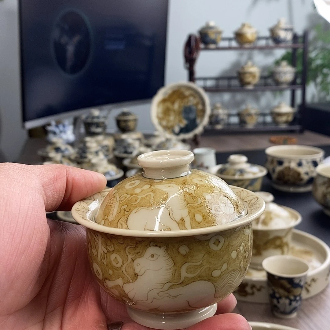 盖碗净*景德镇手工手绘茶具