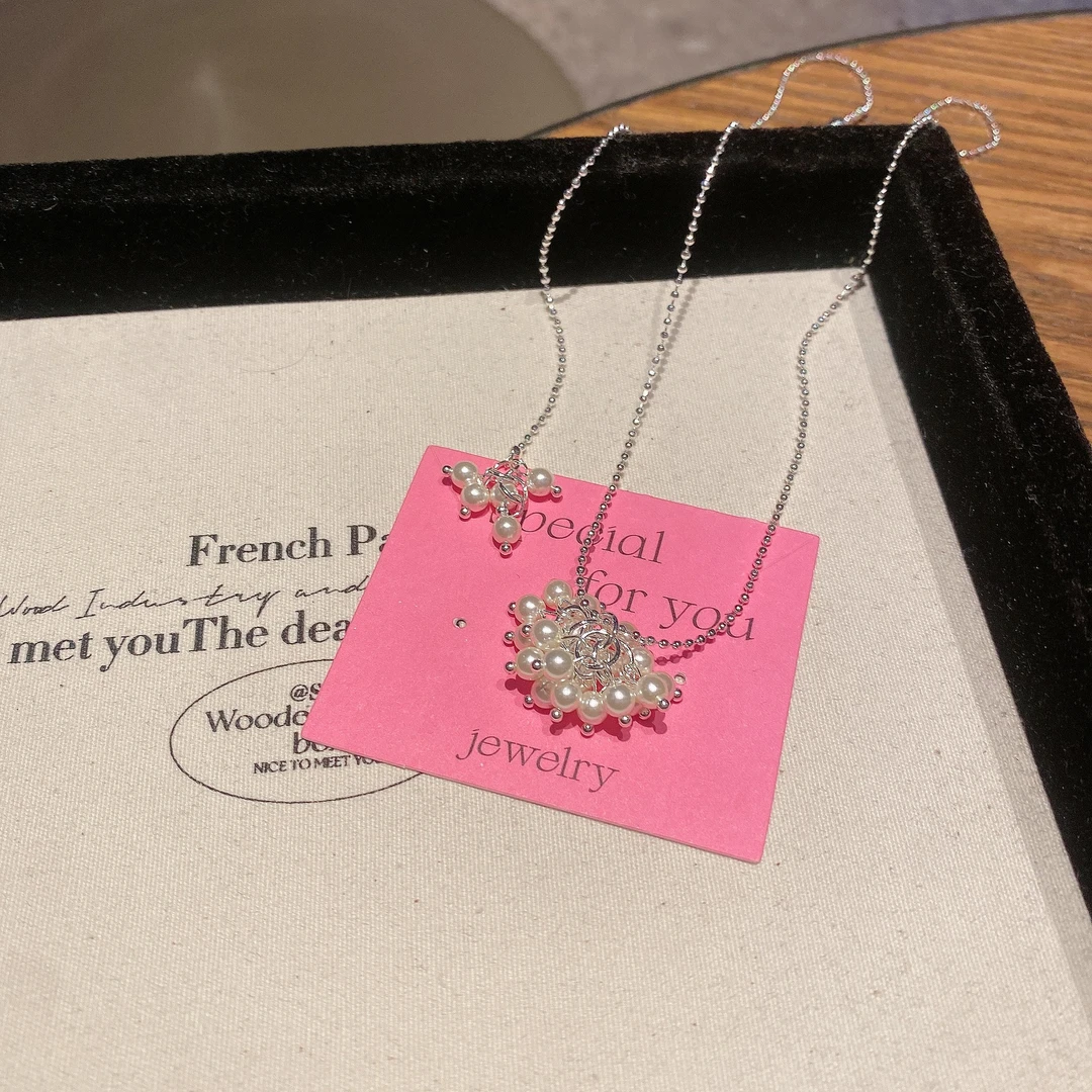 铜合金项链 气质珍珠流苏葡萄串抽拉长款项链女甜美精致时尚百搭