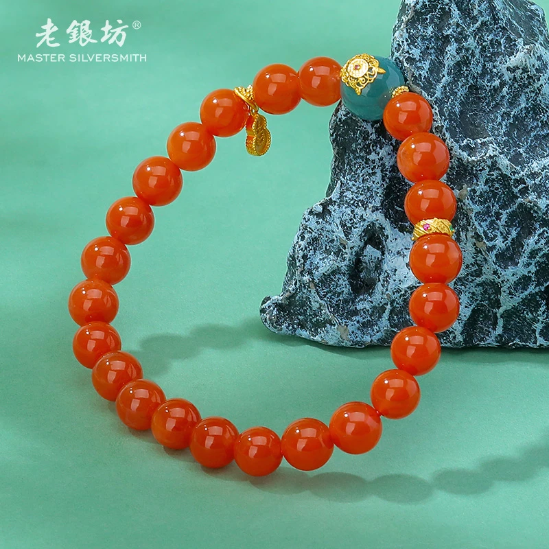 【老银坊】s925银翡翠单珠南红手串 00351719