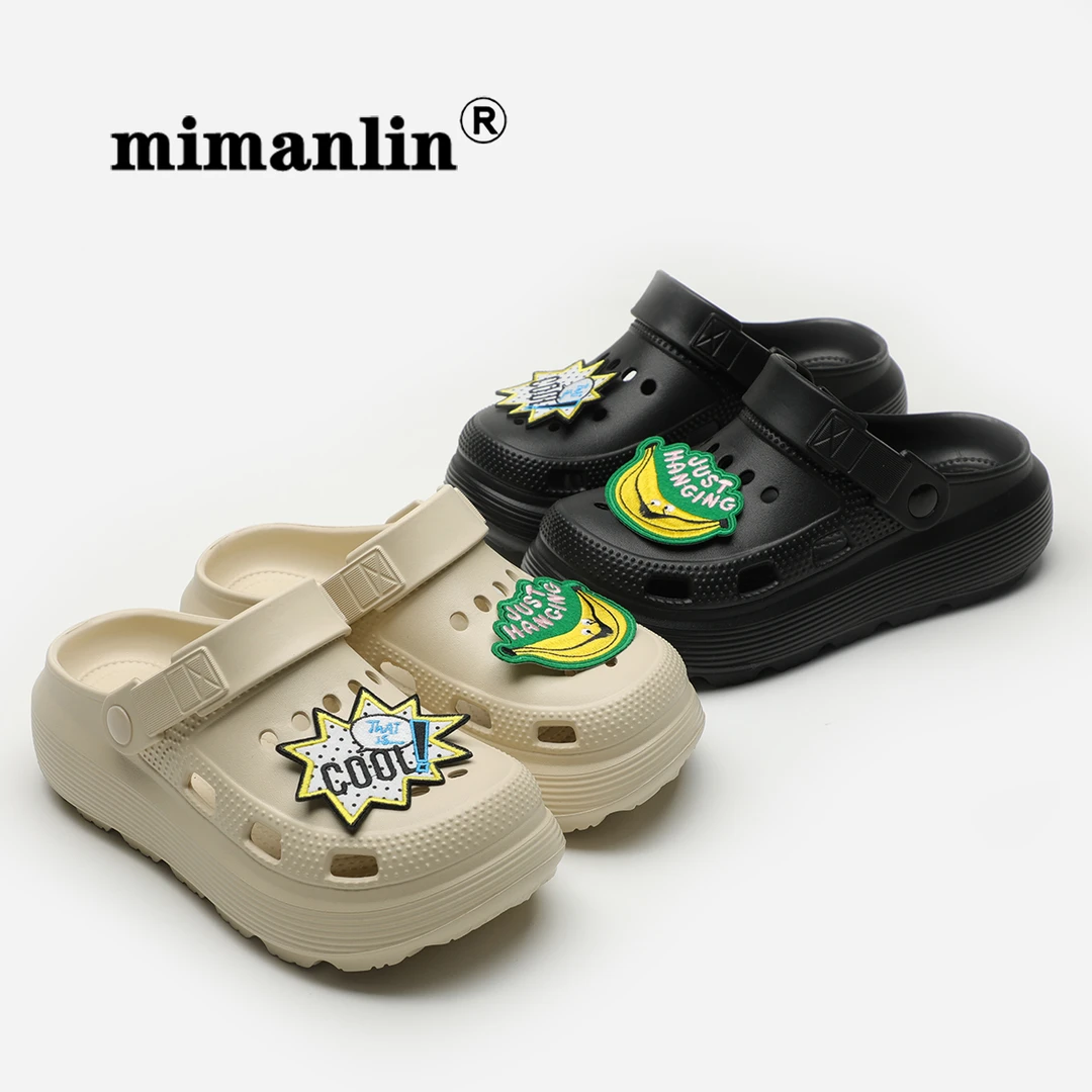 米曼琳沙滩洞洞鞋女新款夏季厚底防滑外穿个性eva包头凉拖鞋女士