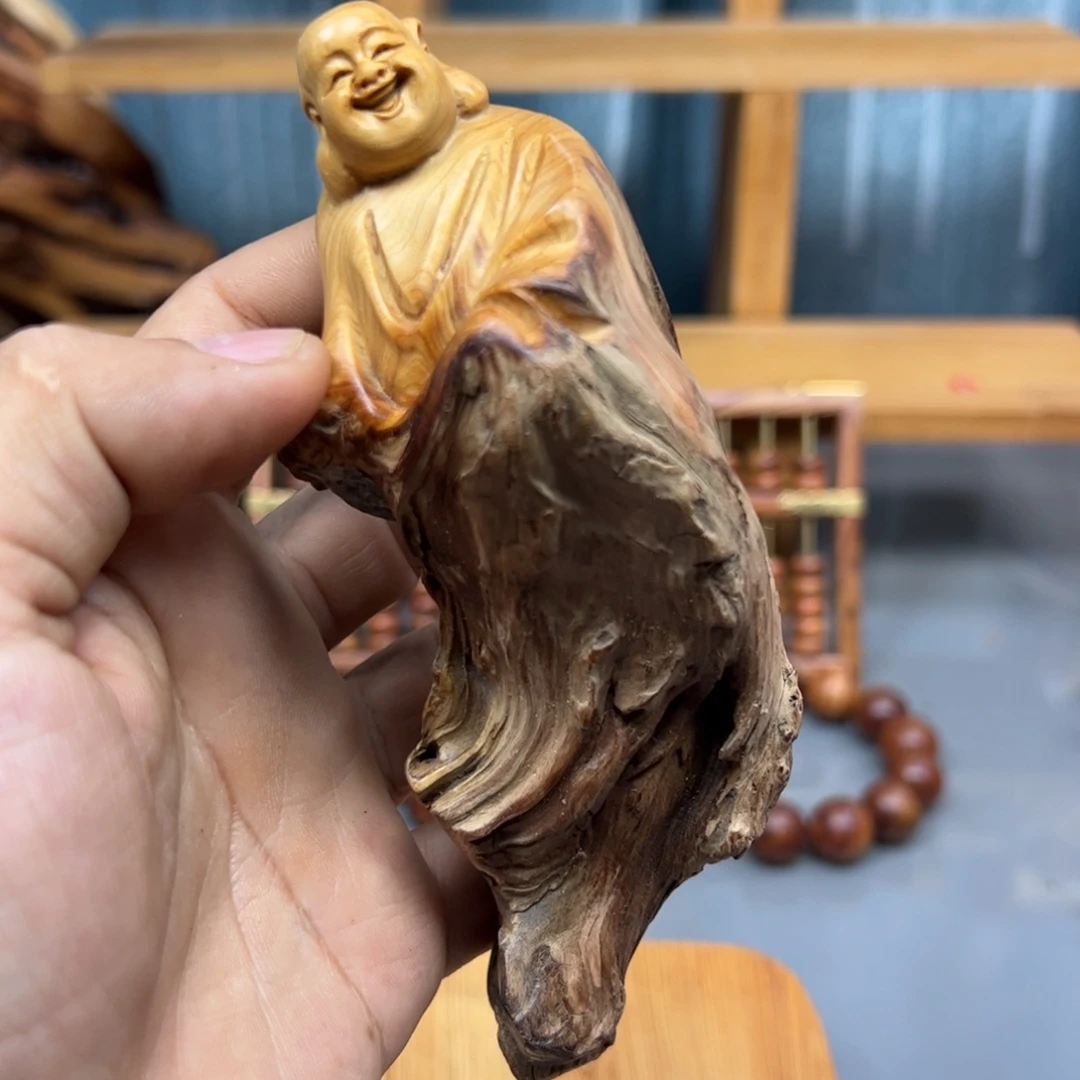 言***声木崖柏木摆件手把件