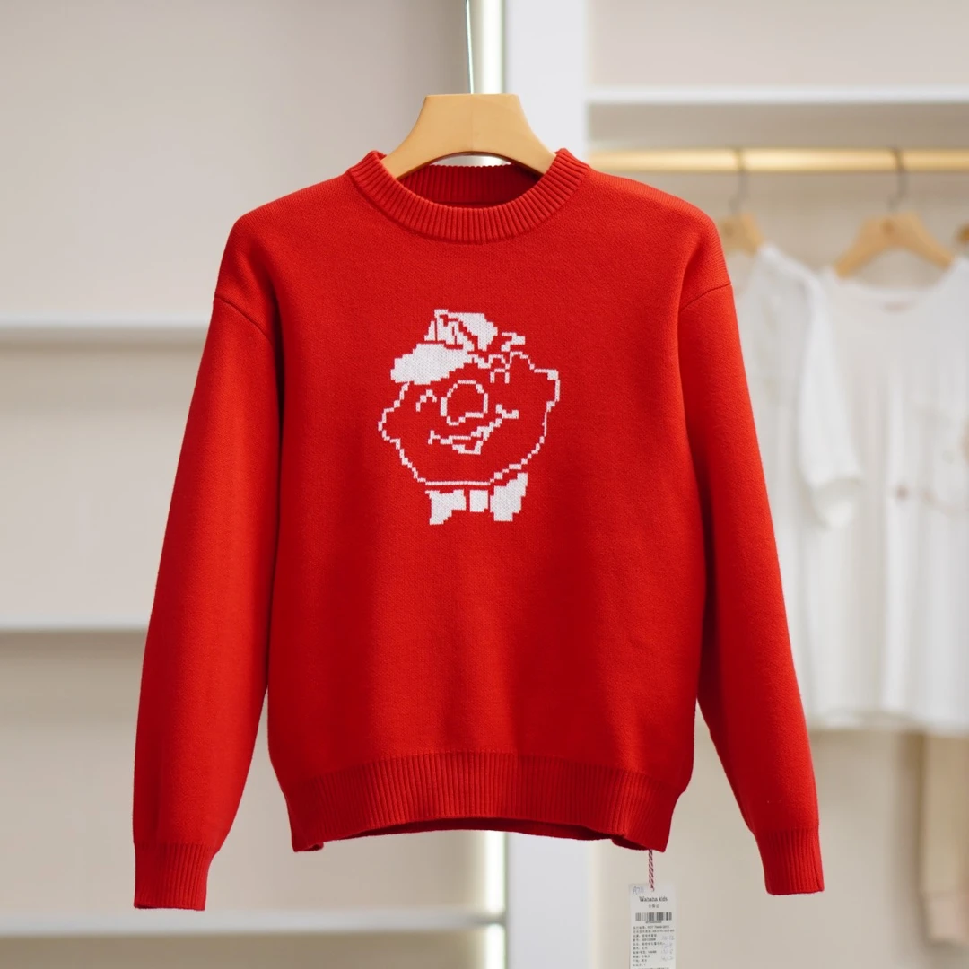 一路童行 娃ha系列  A711 儿童中性春秋毛衣红色 323122006