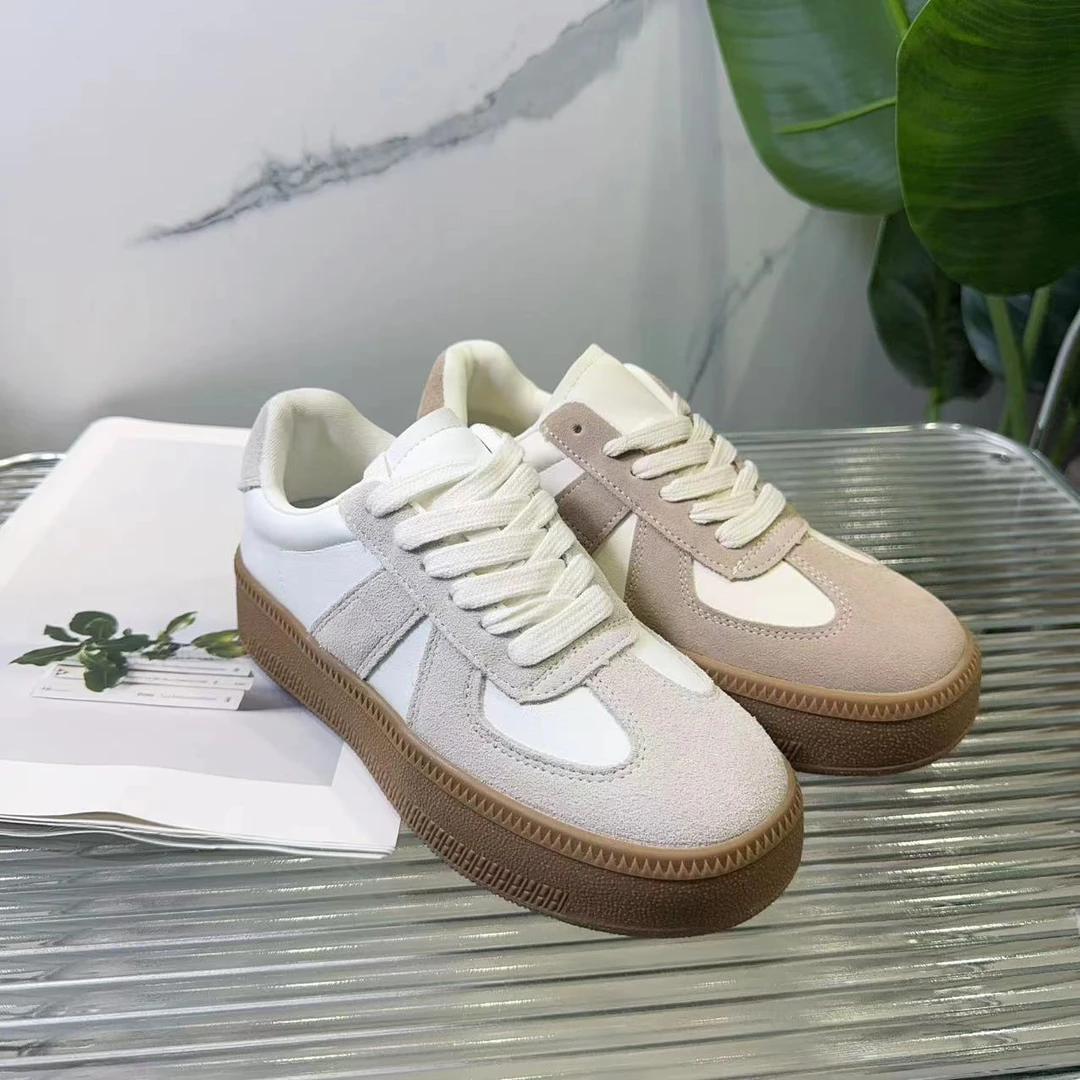 春季新款百搭透气拼色厚底复古休闲运动德训鞋528