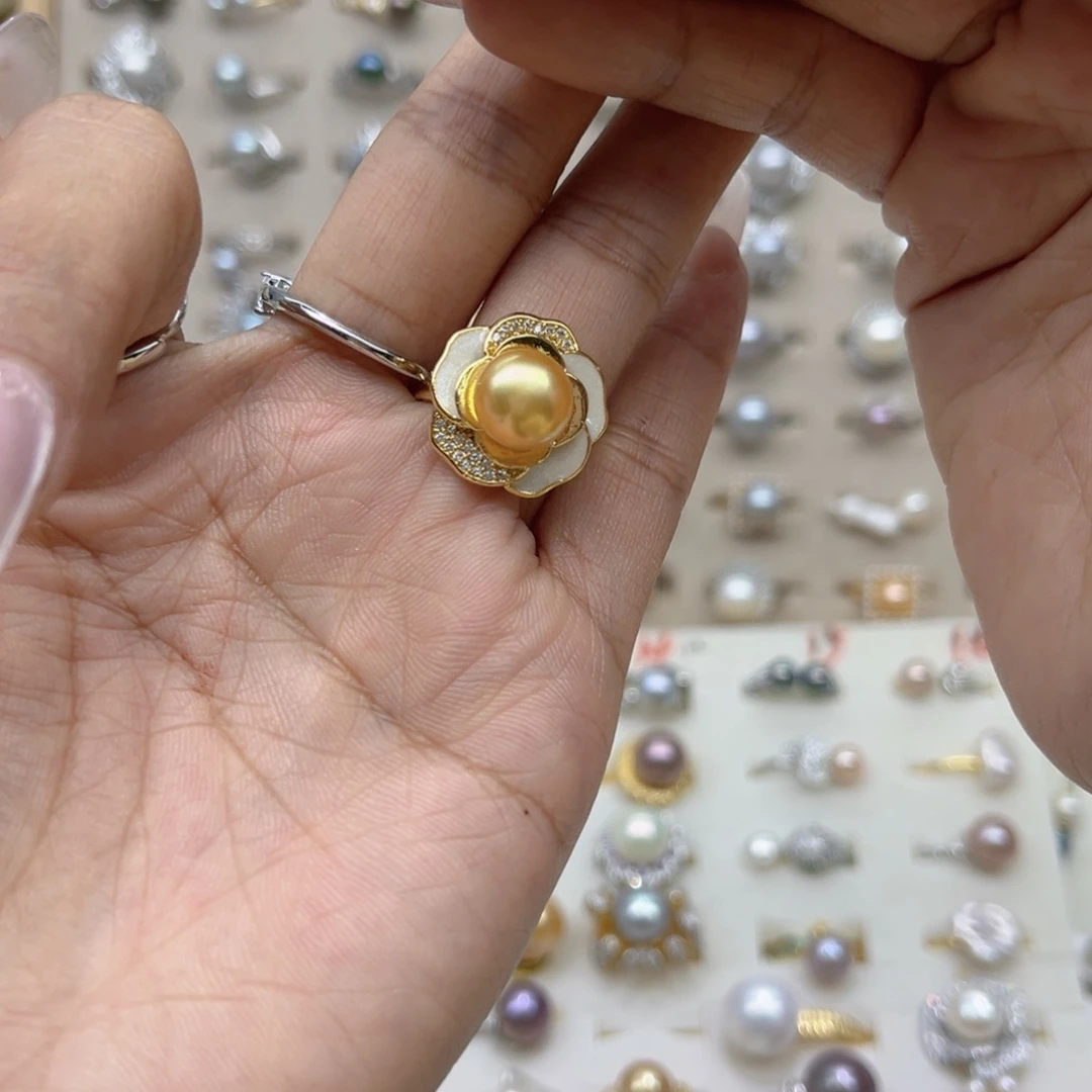 石***树戒指淡水珍珠合金