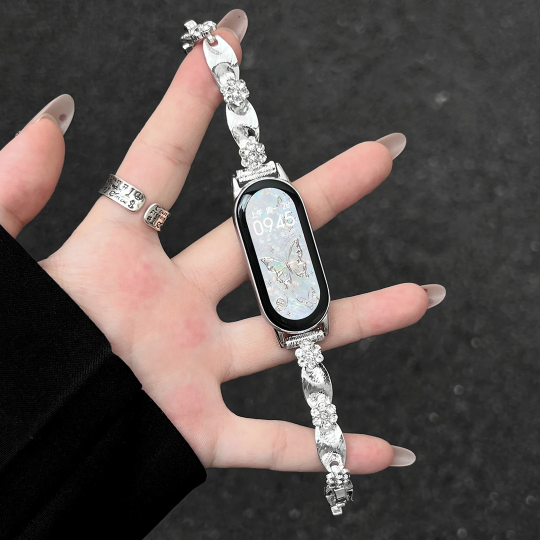 适用于小米手环10表带金属花朵9高级感8创意替换腕带女生夏天配件