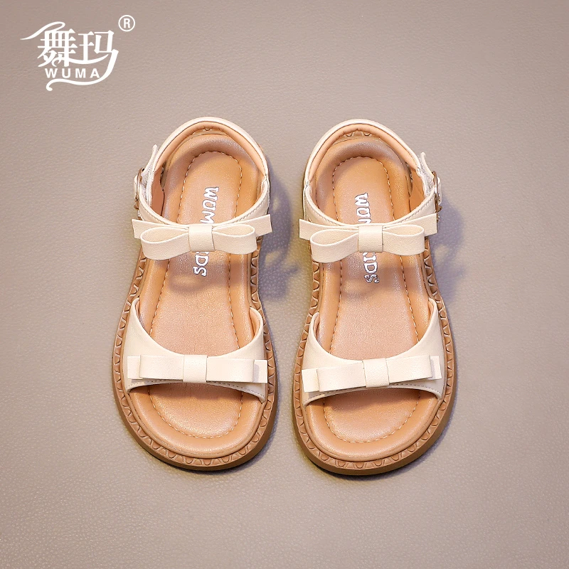 528267舞玛女童鞋2025新款夏季女孩露趾软底中大童时装公主单鞋