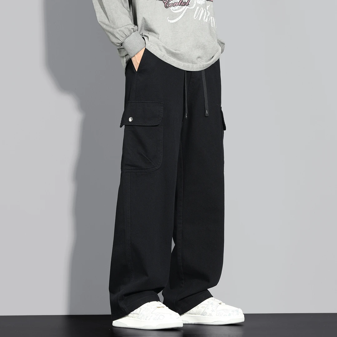 美式伐木阔腿工装裤2025秋季新款宽松直筒长裤男士纯棉百搭休闲裤