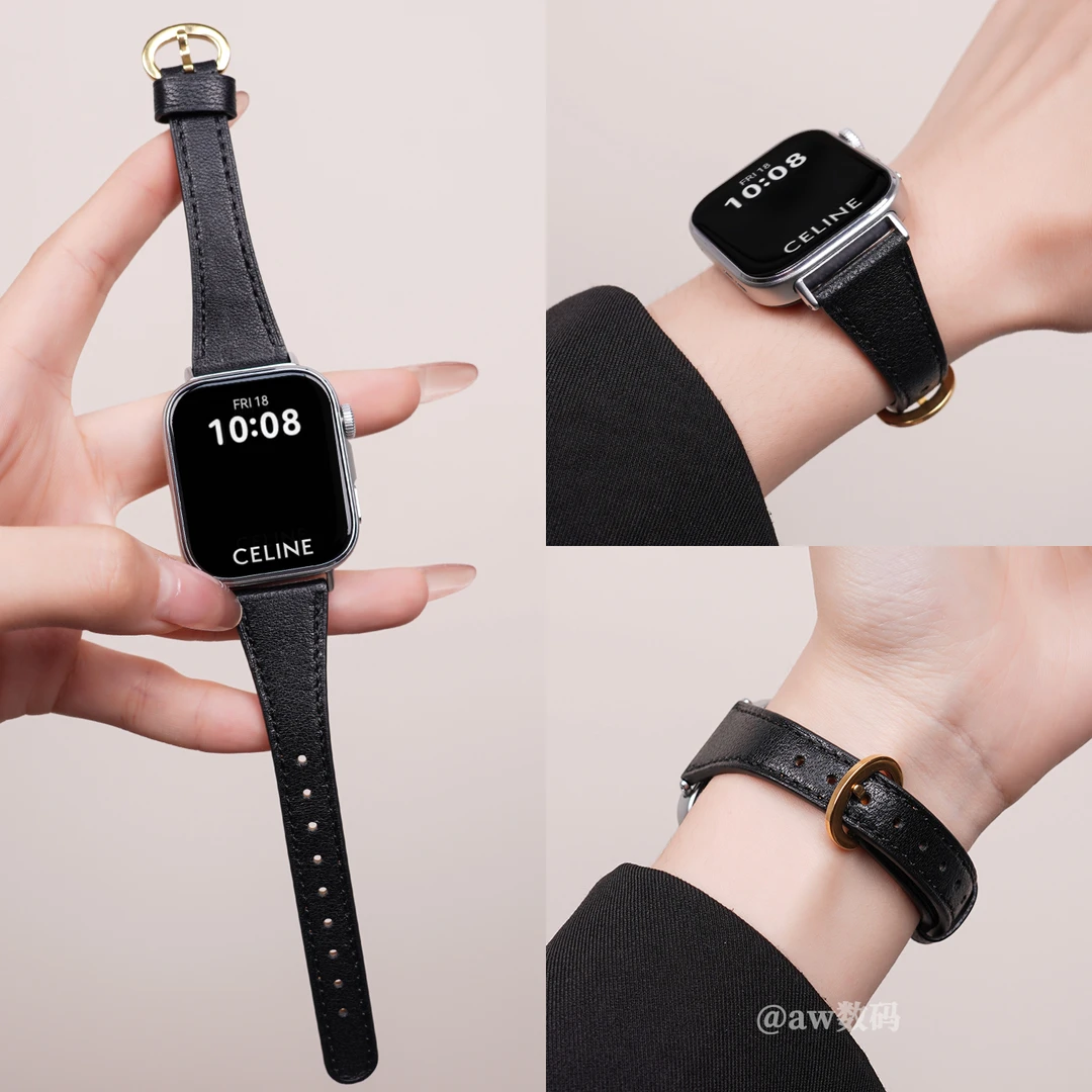 aw适用华为fit4手表带fit3/fit2小蛮腰真皮马蹄扣FIT4pro牛皮女款