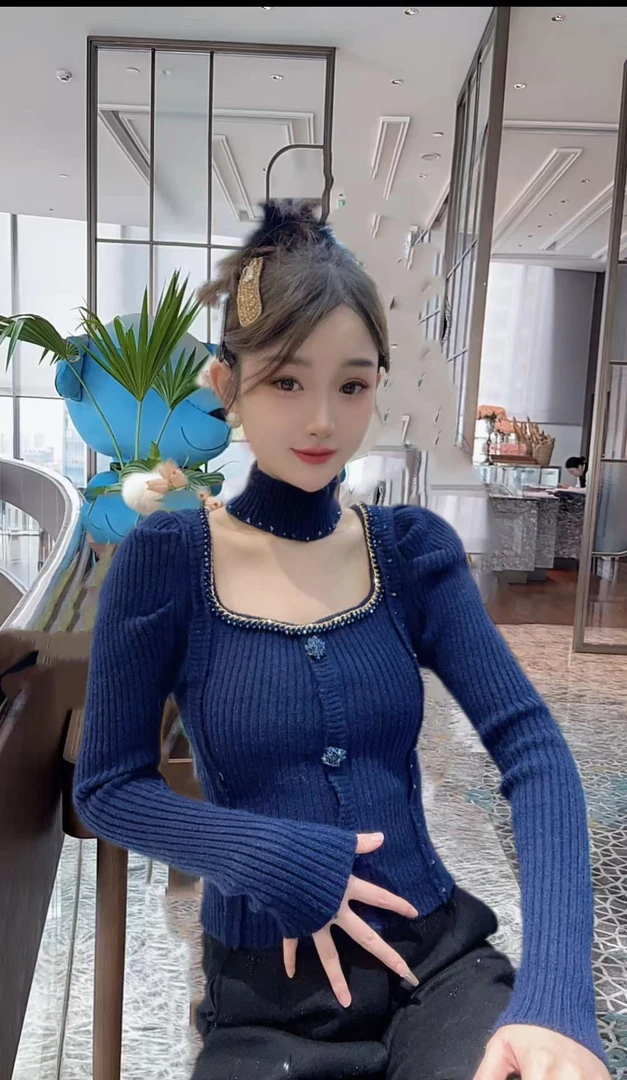 淑雅阁服饰 欧美纯欲风气质显瘦方领上衣951