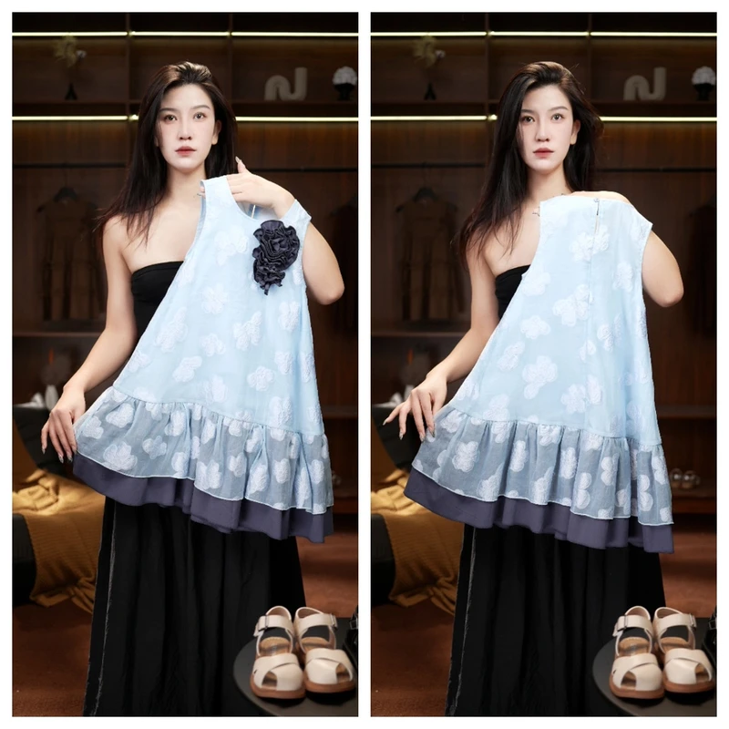 【冰蓝秀梦】夏季冰感控温无袖女童刺绣连衣裙251363