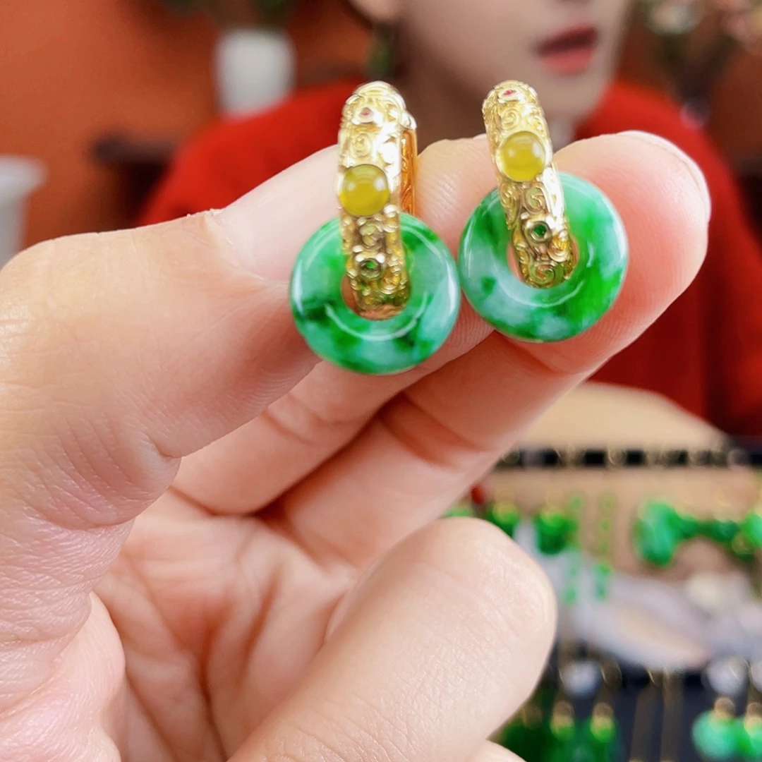 翡翠未镶嵌耳饰饰品