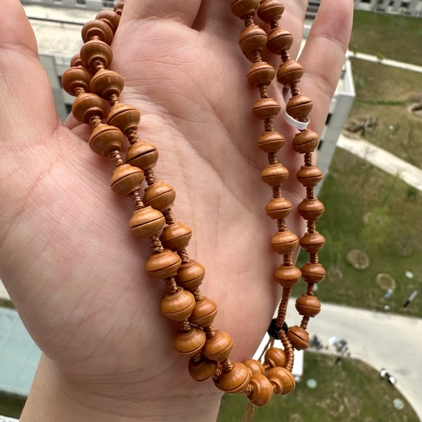 鬼工记—橄榄核金饭碗 手工编织素串手串长串文玩散珠配饰项链挂绳