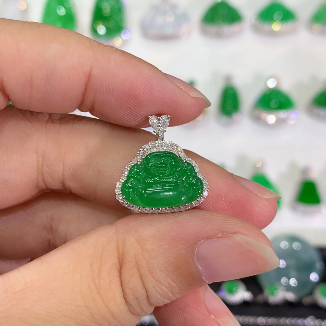 翡翠18K金镶嵌吊坠(不含链)吊坠