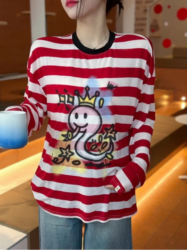 设计师品牌Sandra2025SS条纹T恤