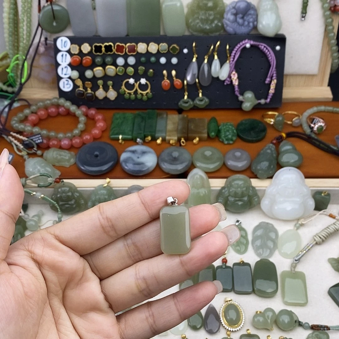 和田玉银S925镶嵌吊坠(不含链)