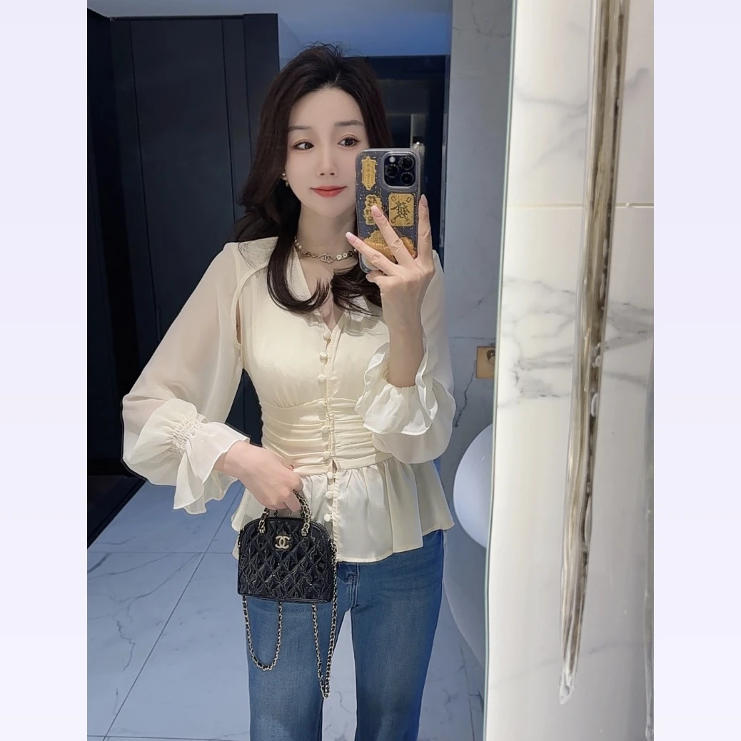 【大静静】法式气质淑女风收腰显瘦时尚小衫1286