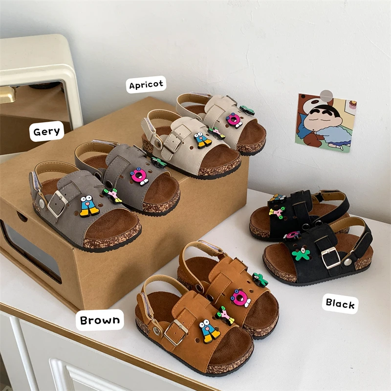 韩版童鞋2025儿童夏季新款复古韩版凉鞋儿童简约勃肯凉鞋单鞋拖鞋