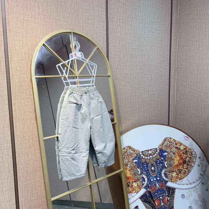 AK158    宝宝米杏色休闲夹棉裤子  夹棉