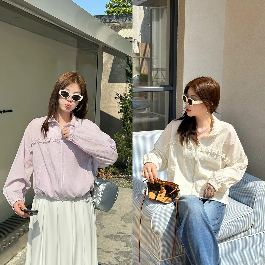 裂渡宣宣【不怕晒】微胖大码女夏气质百搭蕾丝花边薄外套ZY505V37