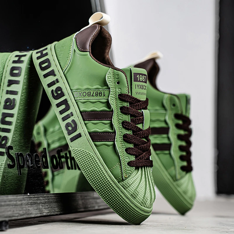 夏季复古风休闲低帮板鞋车缝线板鞋透气男士休闲圆头时尚鞋子百搭