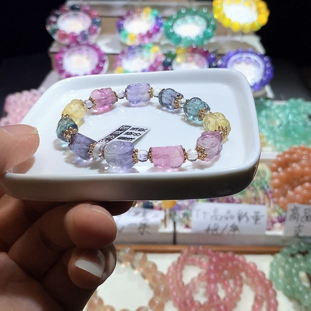 萤石未镶嵌手链马卡龙貔貅8mm