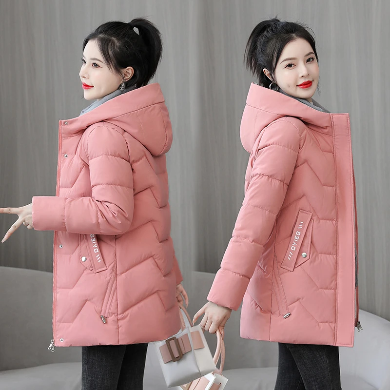 爆款冬季新款棉服女中长款2025韩版修身棉衣加厚保暖百搭女装外套