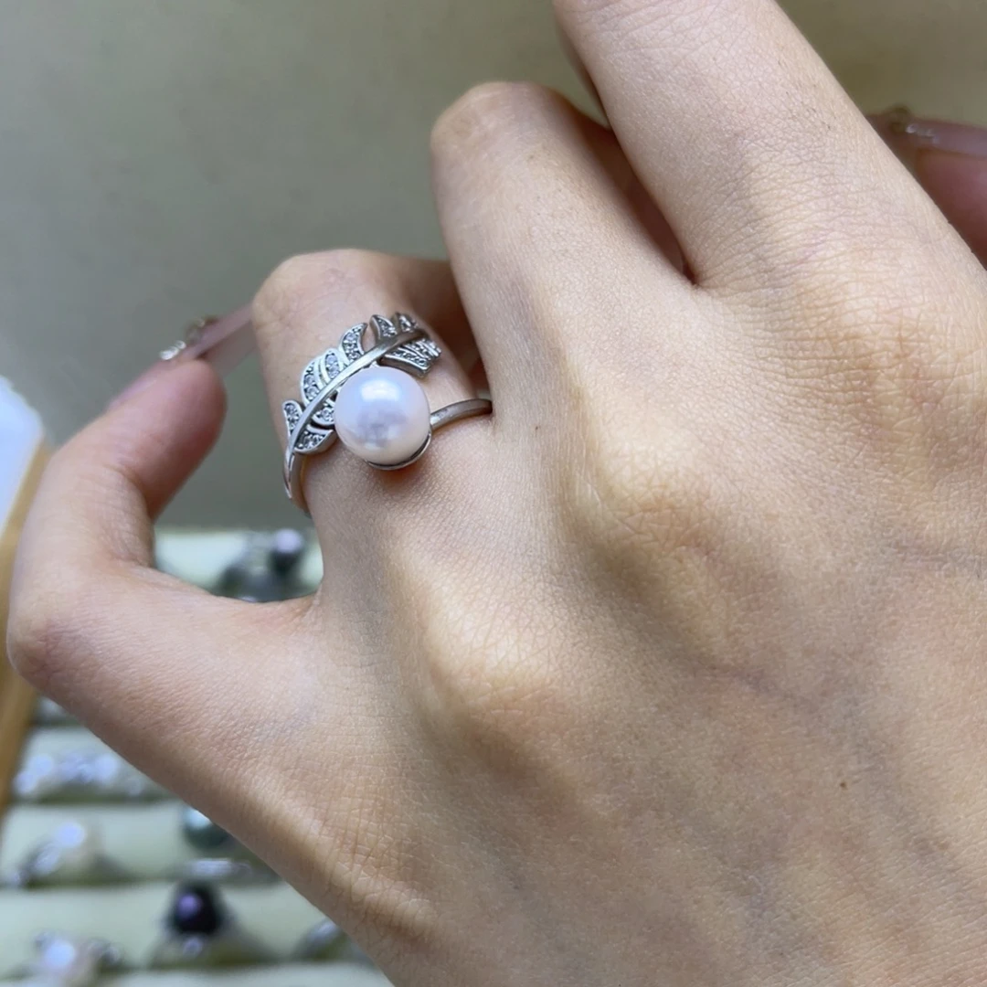 海水珍珠戒圈银S925镶嵌