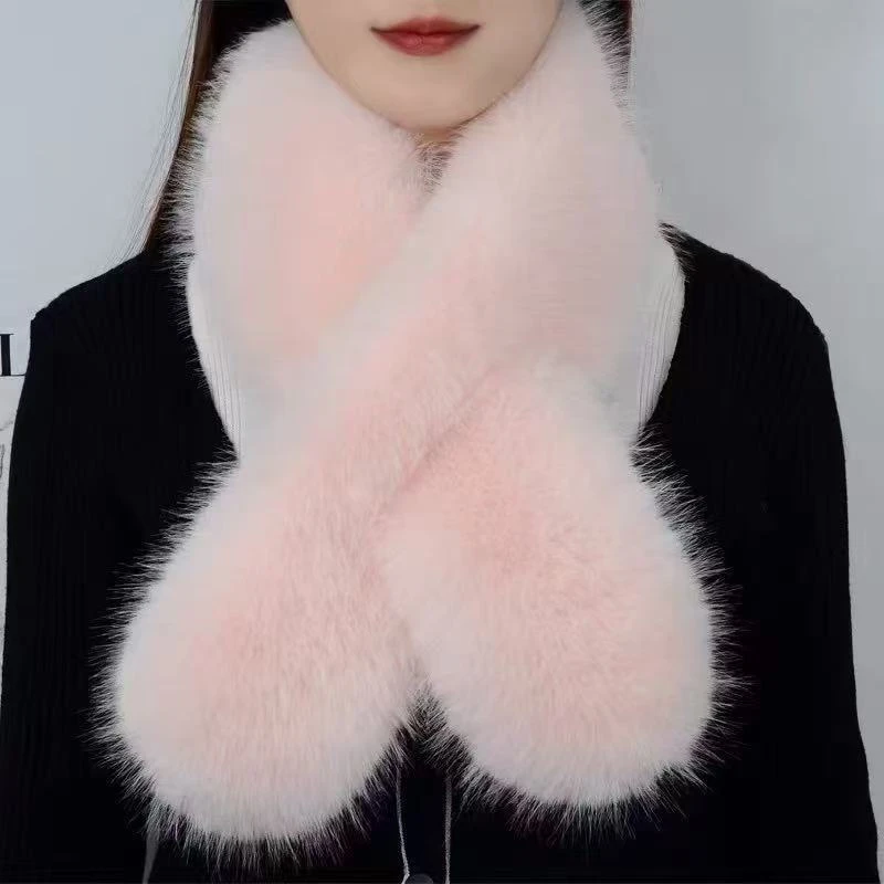 狐狸毛款围巾女冬季加厚保暖双面毛绒围脖仿皮草毛领护颈脖套围巾