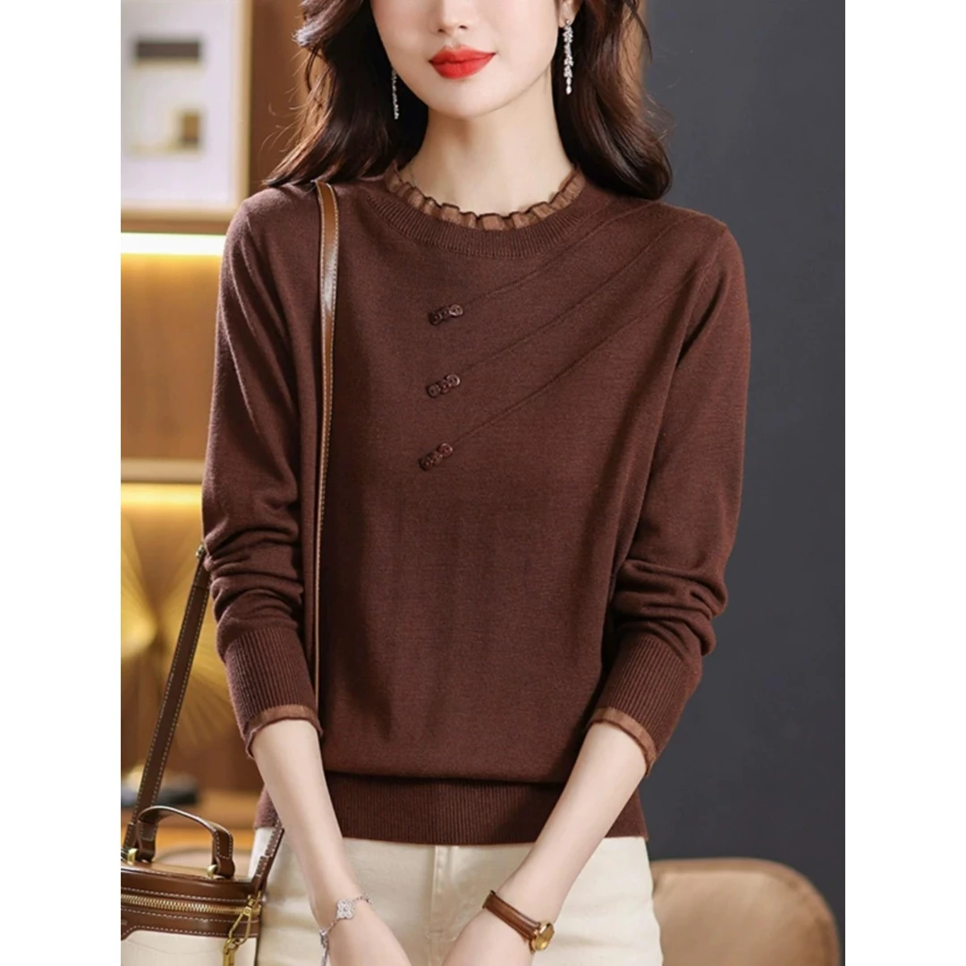 蕾丝洋气时尚针织底衫可穿内外女式款秋冬冬季2025新款长袖薄上衣