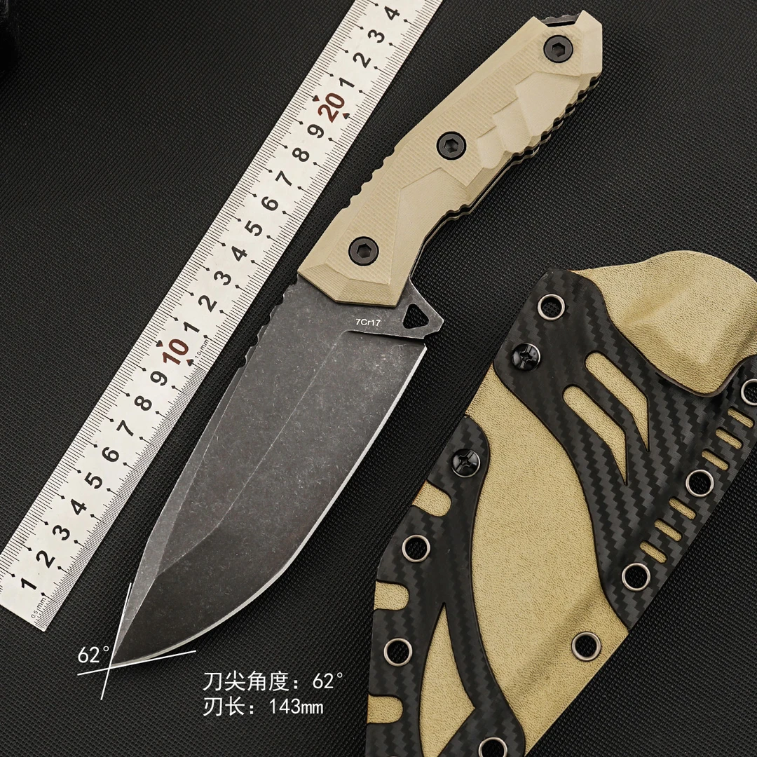 代工清仓7cr17钢突击手高硬度户外露营手把肉小刀露营水果小刀