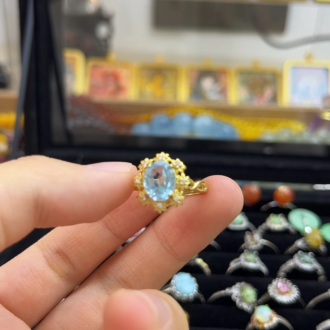 托帕石银S925镶嵌戒指矿坑