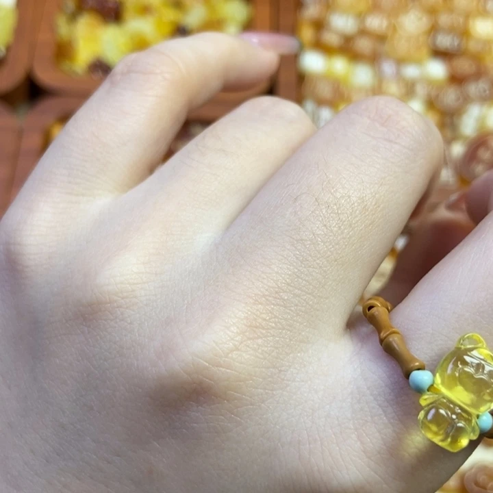 琥珀未镶嵌珠宝奇石福利戒指