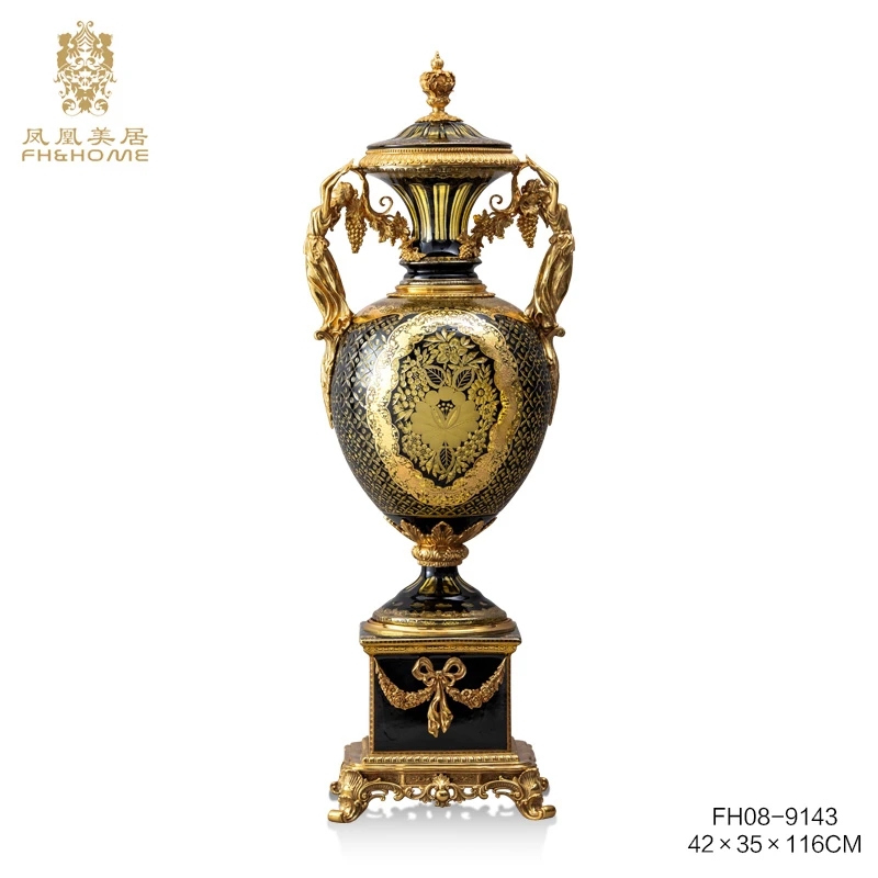 FH&HOME/凤凰美居欧式奢华彩玻家居装饰盖坛摆件