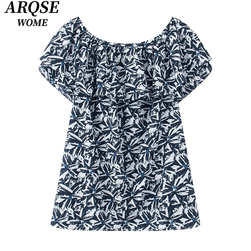 【艾家商场同款】2025夏季新时尚宽松印花短袖衬衫上衣女5023