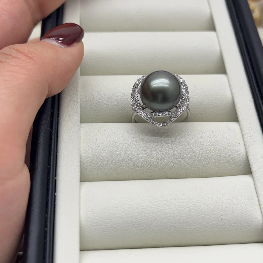 戒指银S925镶嵌海水珍珠