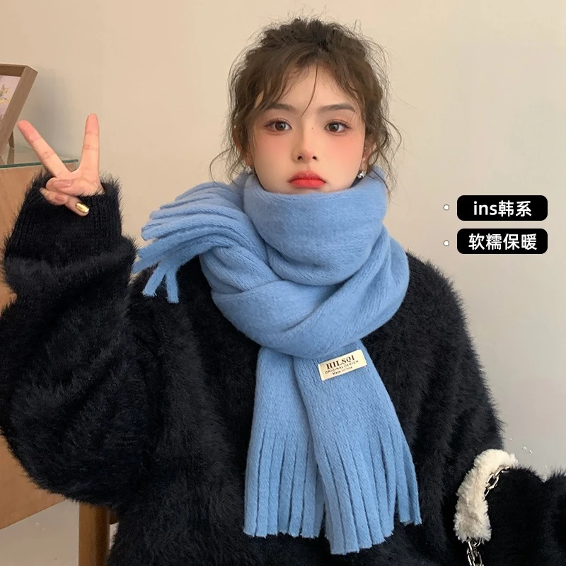 韩系氛围感围巾女冬季爆款2025新款针织网红百搭氧气轻奢韩剧围脖