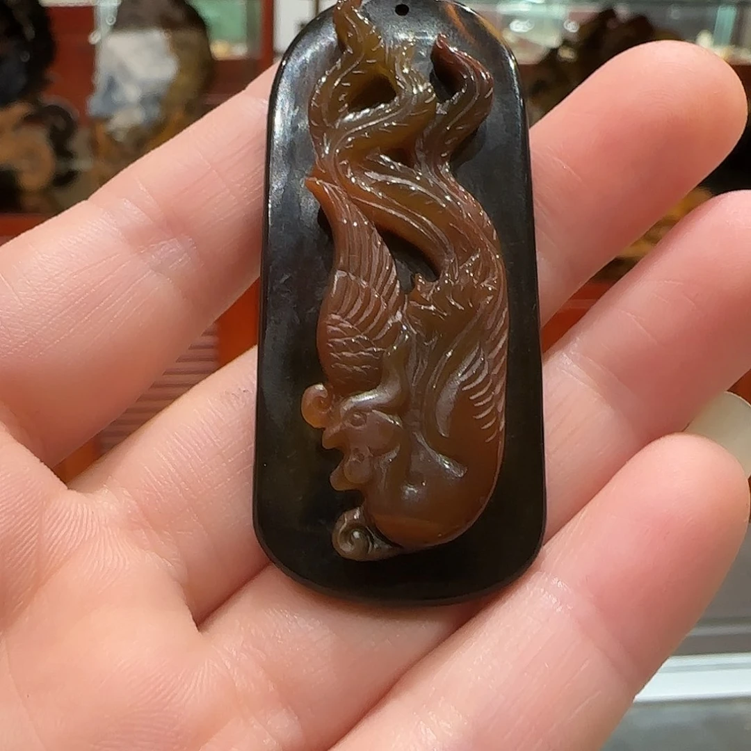 玛瑙/玉髓手链未镶嵌?****?黑红花，凤凰牌
