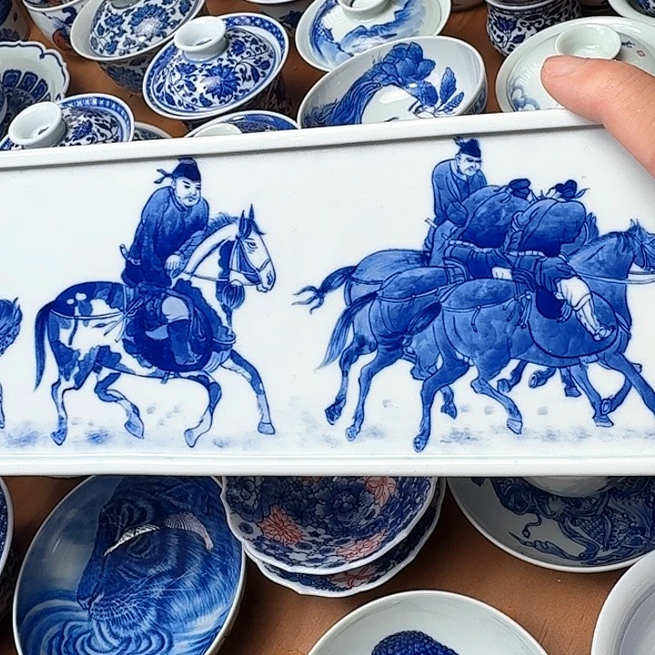 手绘茶条福利款五王醉归图