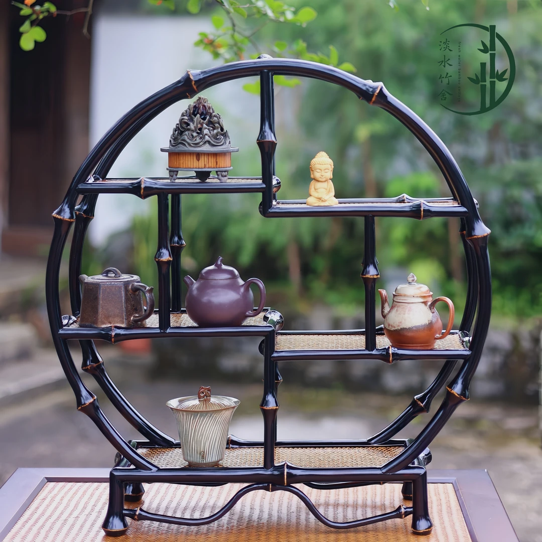 「合欢」筇竹茶具收纳架茶柜茶杯边柜置物博古架置物架家用茶道用品