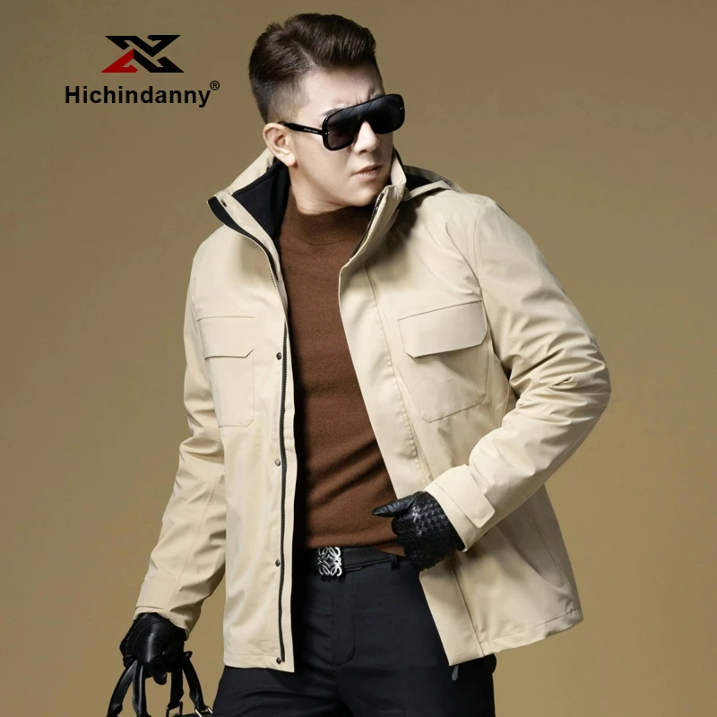 HICHIN三合一冲锋衣加绒加厚男士秋冬工装夹克新款时尚防风外套
