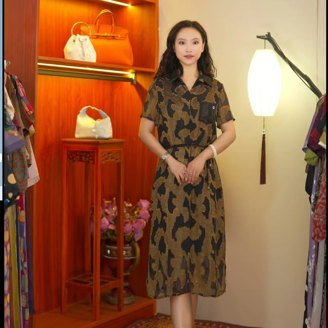 知性美  气质中长款夏季时尚连衣裙百搭遮肉裙子10159