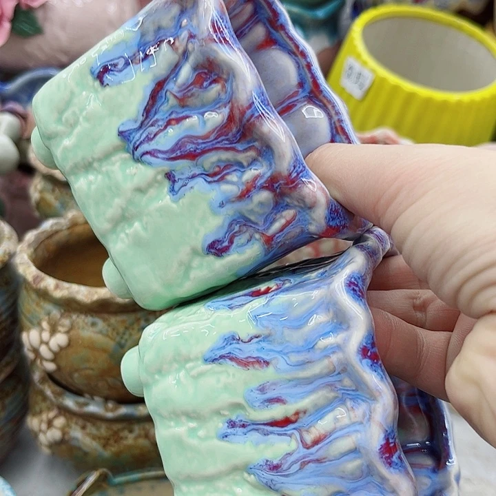 多肉绿植陶瓷花盆9.9包邮，有孔